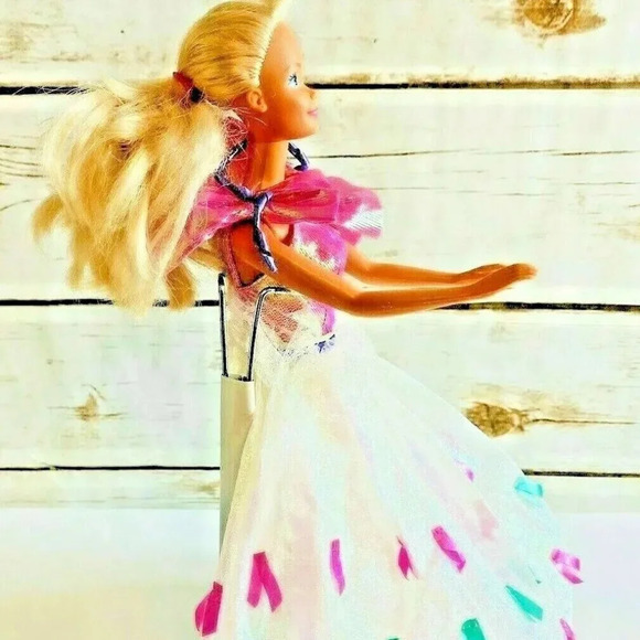 MATTEL BARBIE Blonde Hair Blue Eyes Pink White Gown Outfit 12" Tall - Picture 4 of 9